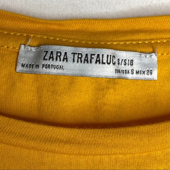 Zara Trafaluc Flutter Sleeve Orange Crop Top Shirt Size Small - Picture 2 of 7